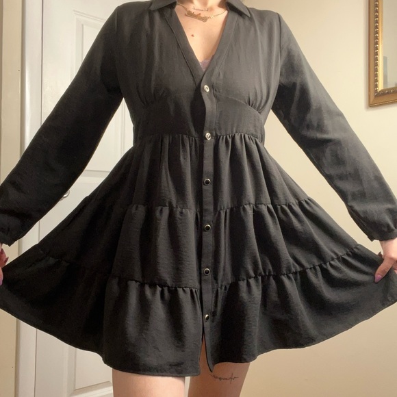 Zara Black Button-Down Flowy Dress - Picture 9 of 10
